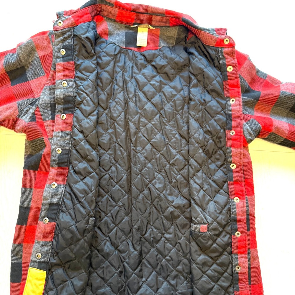 Duluth Trading Co Red Buffalo Plaid Quilted 100% Cotton Shacket WOMENS S, KID XL - Picture 3 of 10